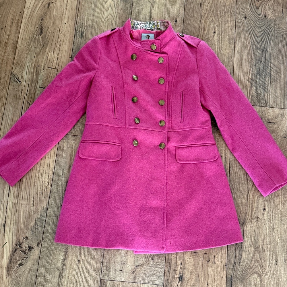Papo D'Anjo (Oscar de la Renta) Girls Pink Military Style wool Jacket Size 16
